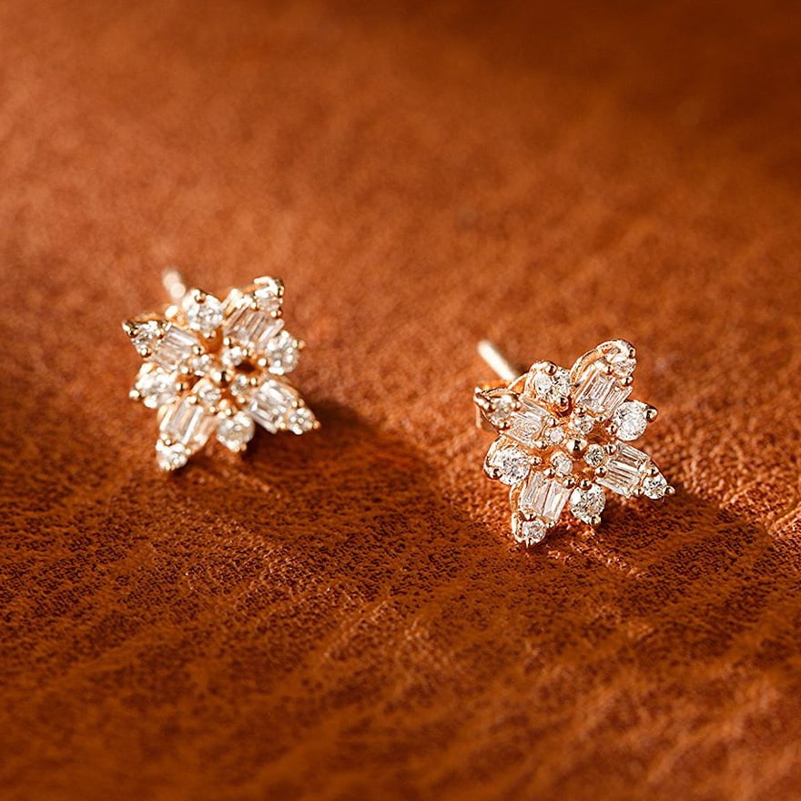 14k Gold 0.25 Ct Natural H Diamond Earrings - 3