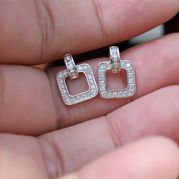 14k Gold 0.50 Ct Natural H Diamond Earrings - 5