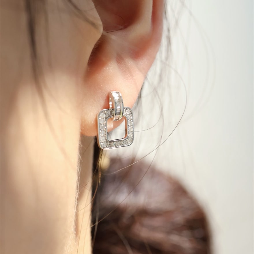 14k Gold 0.50 Ct Natural H Diamond Earrings - 8