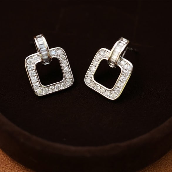 14k Gold 0.50 Ct Natural H Diamond Earrings - 9