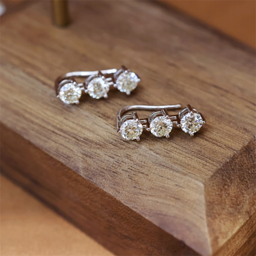 14k Gold 1.00 Ct Natural H Diamond Earrings - 2