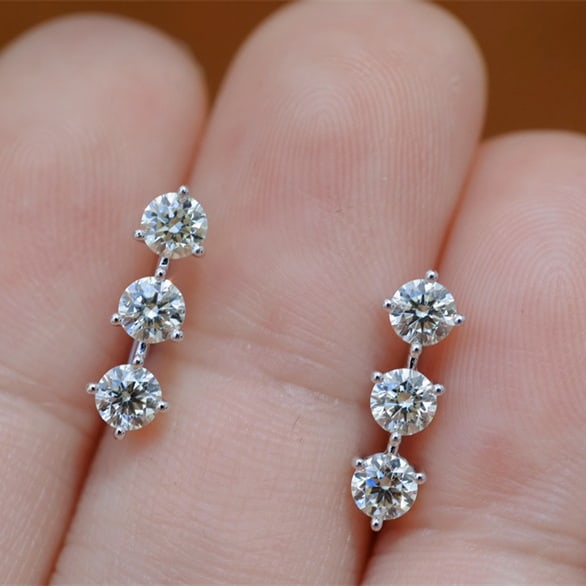 14k Gold 1.00 Ct Natural H Diamond Earrings - 3