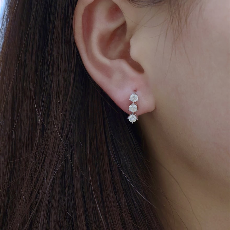 14k Gold 1.00 Ct Natural H Diamond Earrings - 5