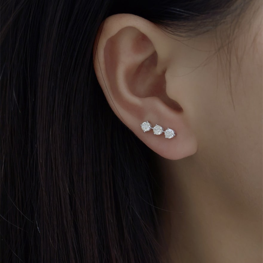 14k Gold 1.00 Ct Natural H Diamond Earrings - 6