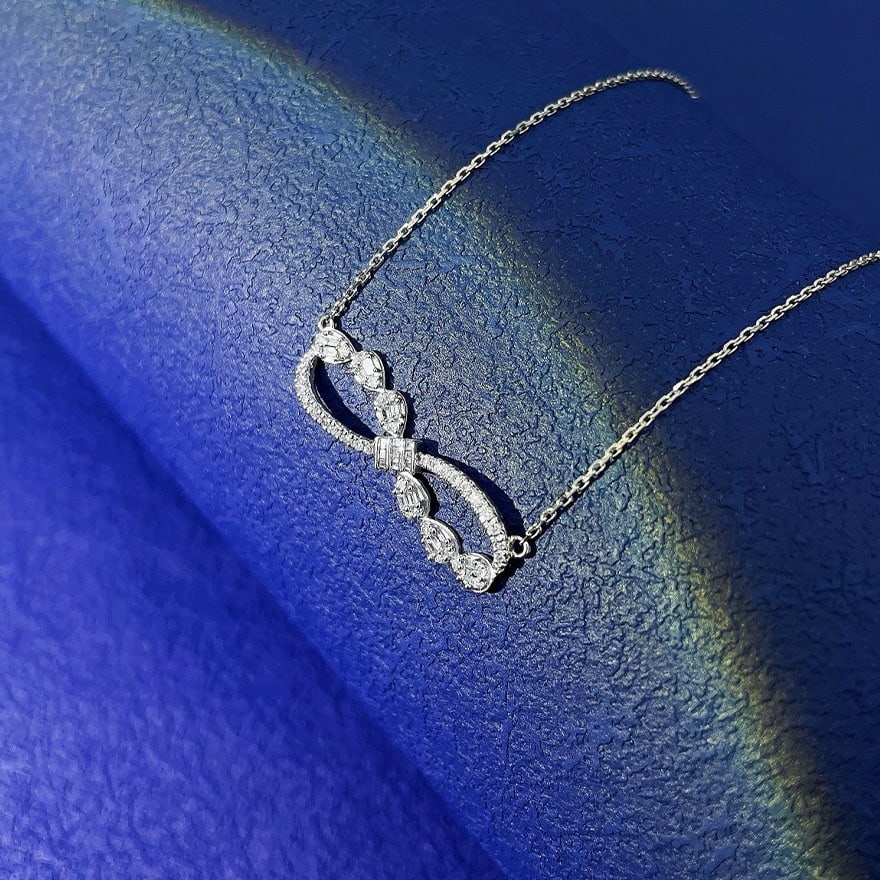 14k Gold 0.20 Ct Natural H Diamond Necklace - 2
