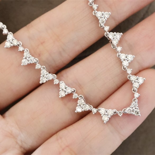 14k Gold 5.80 Ct Natural H Diamond Necklace - 7