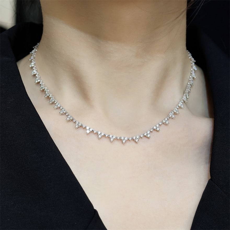 14k Gold 5.80 Ct Natural H Diamond Necklace - 8