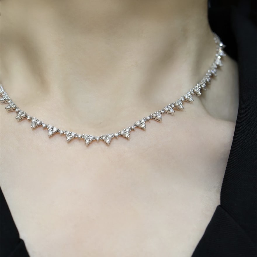 14k Gold 5.80 Ct Natural H Diamond Necklace - 9