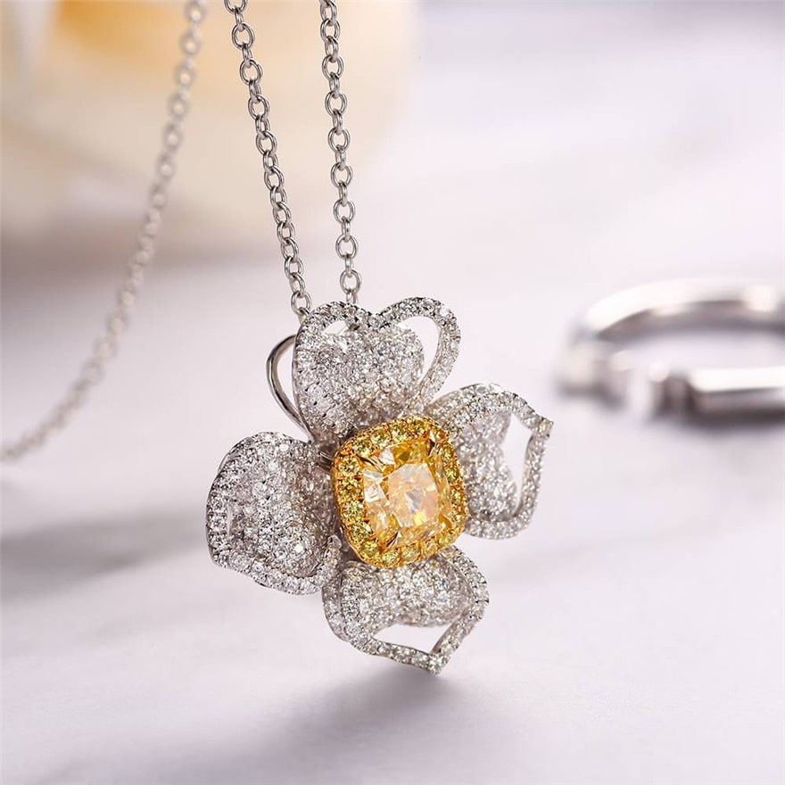 Gia Certified 14k Gold 1 Ct Natural Yellow Diamond & Diamond Ring/pendant( Without Chain ) - 4