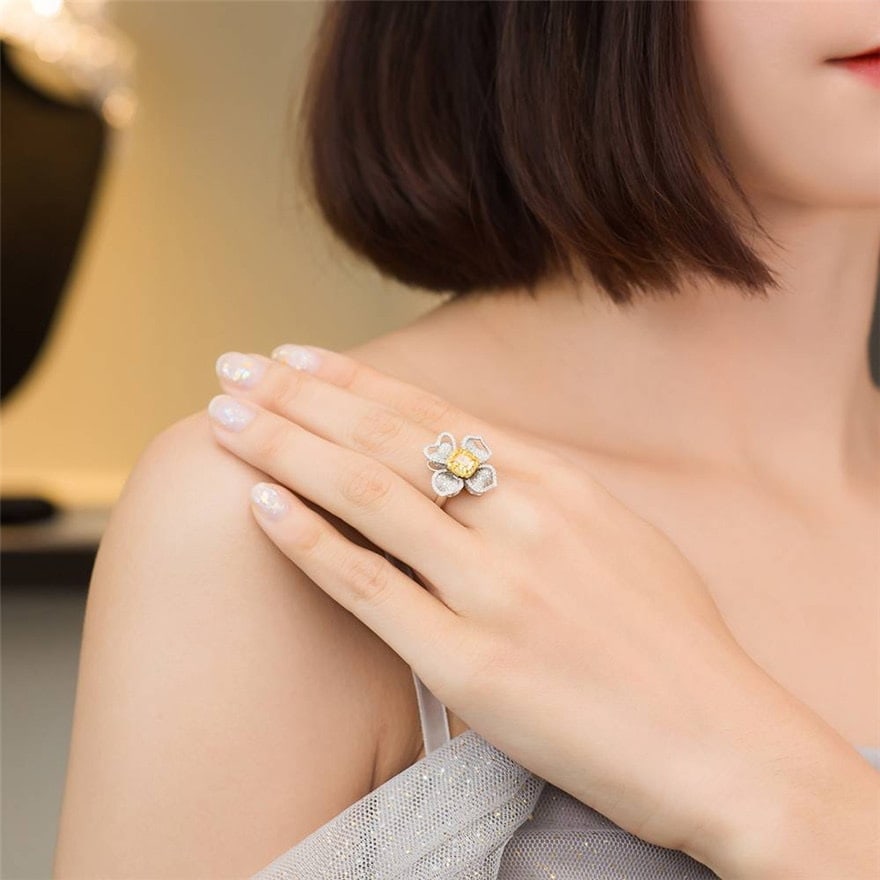 Gia Certified 14k Gold 1 Ct Natural Yellow Diamond & Diamond Ring/pendant( Without Chain ) - 5