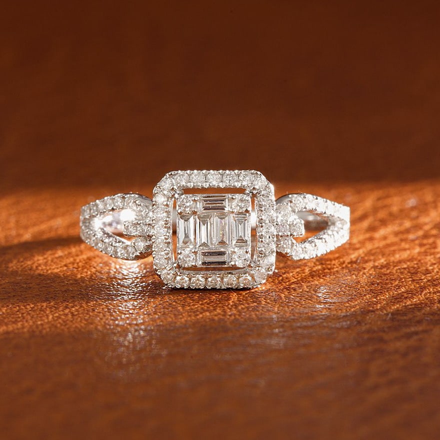 14k Gold 0.38 Ct Natural H Diamond Ring: Ref:231064055 // gold content:14k gold // ring size:7. 25us // // main gemstone:diamond // shape:multiply // carat weight:0. 38ct // clarity grade:vs-si // color:h // treatment:natural // High