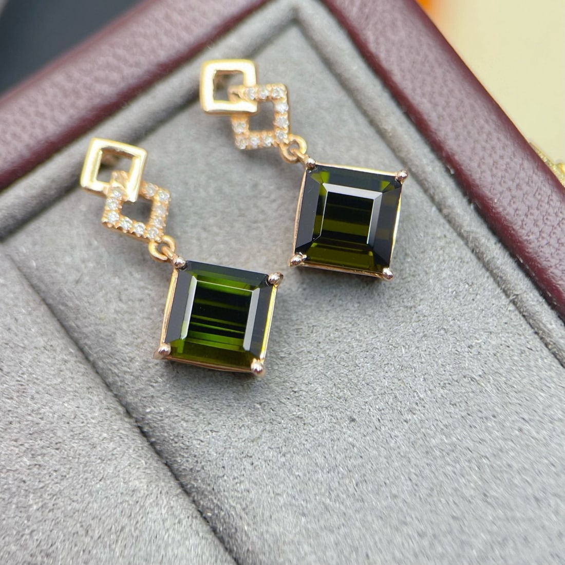 14k Gold 2.54 Ctw Natural Tourmaline & Diamond Earrings - 2
