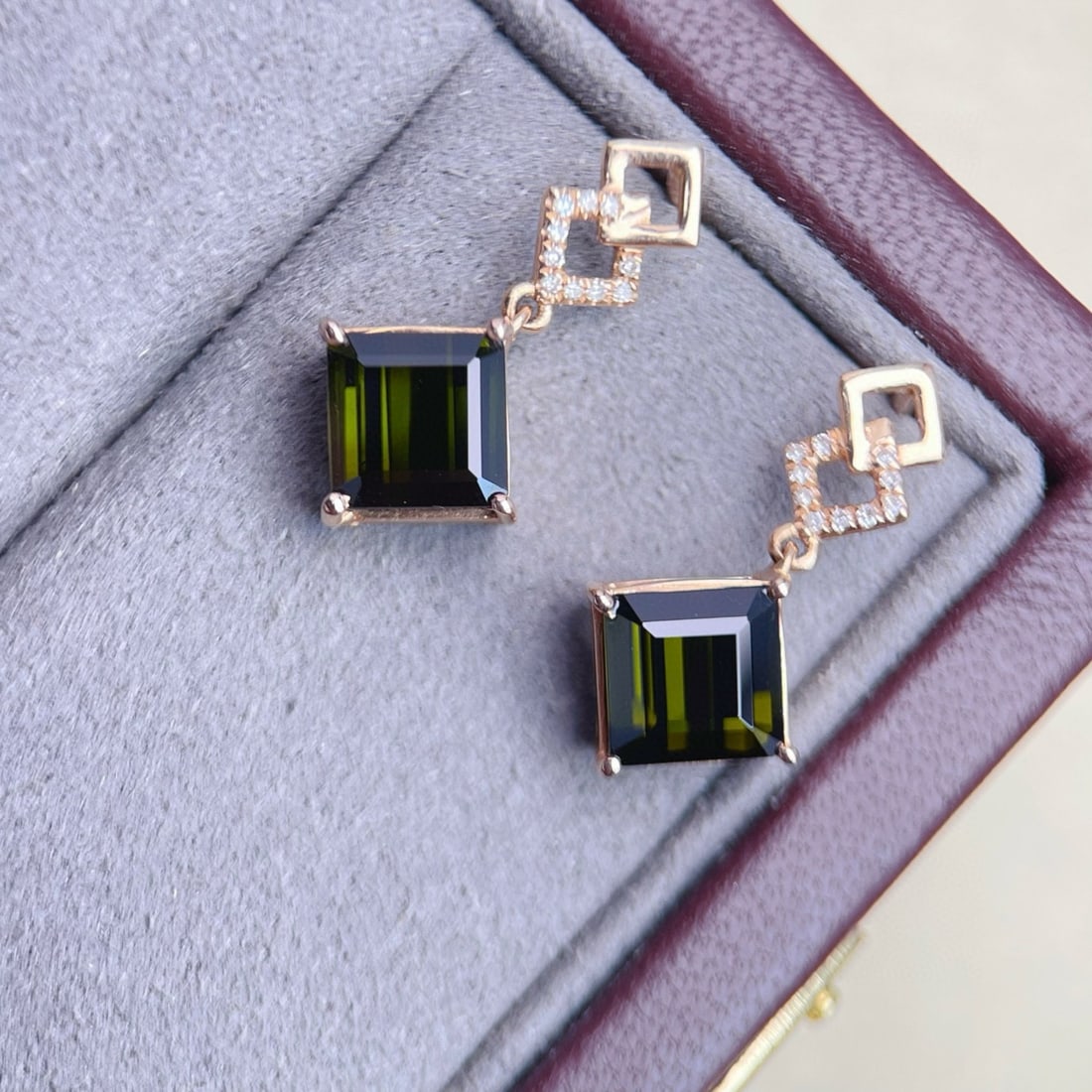 14k Gold 2.54 Ctw Natural Tourmaline & Diamond Earrings - 4