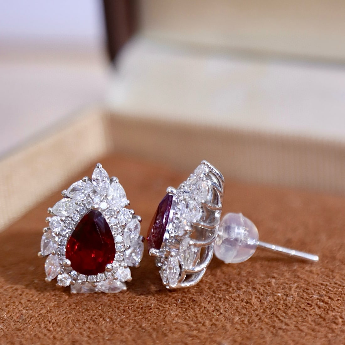 14k Gold 2.65 Ctw Natural Ruby & Diamond Earrings - 2