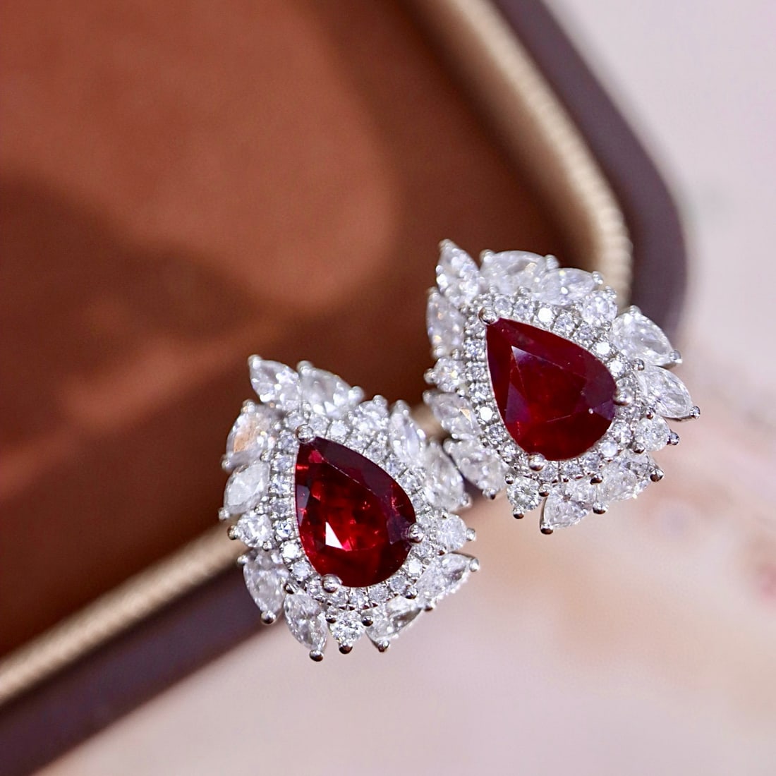 14k Gold 2.65 Ctw Natural Ruby & Diamond Earrings - 5