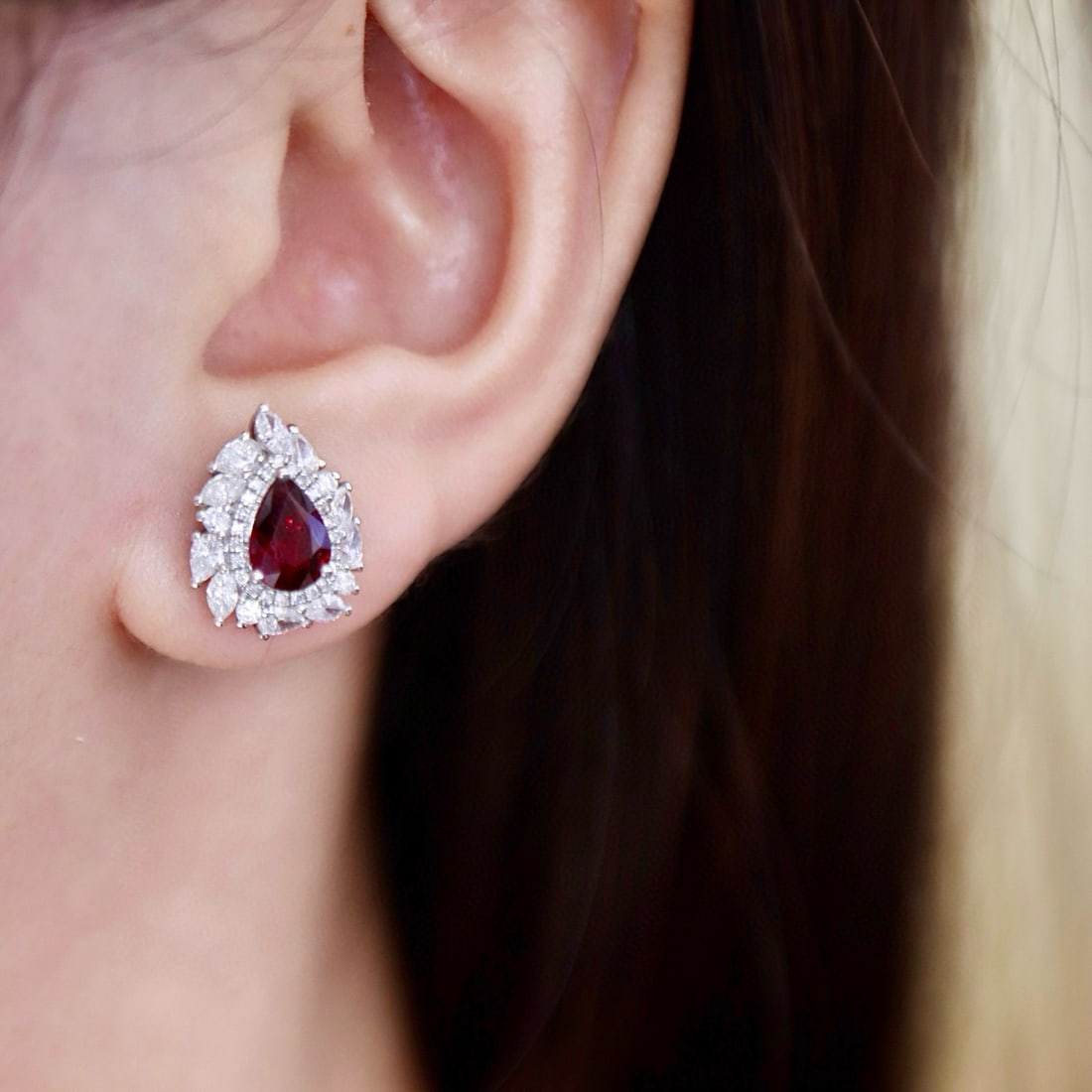 14k Gold 2.65 Ctw Natural Ruby & Diamond Earrings - 6