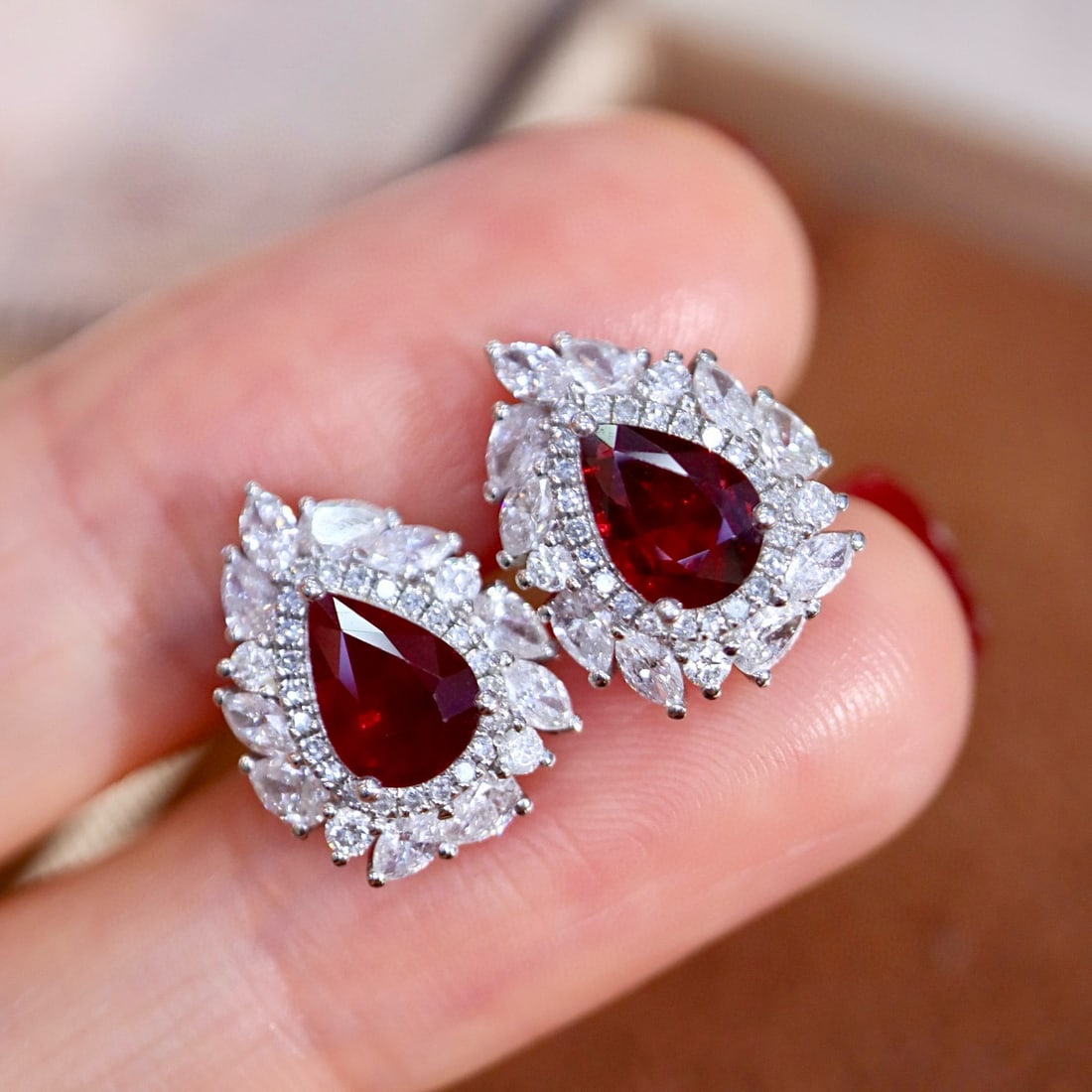 14k Gold 2.65 Ctw Natural Ruby & Diamond Earrings - 7