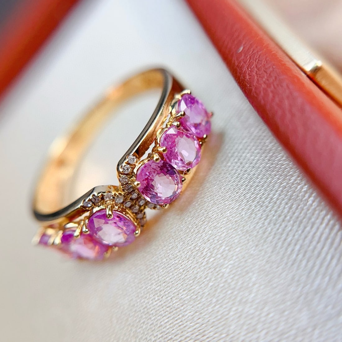 14k Gold 2.00 Ct Natural Sapphire & Diamond Ring - 5