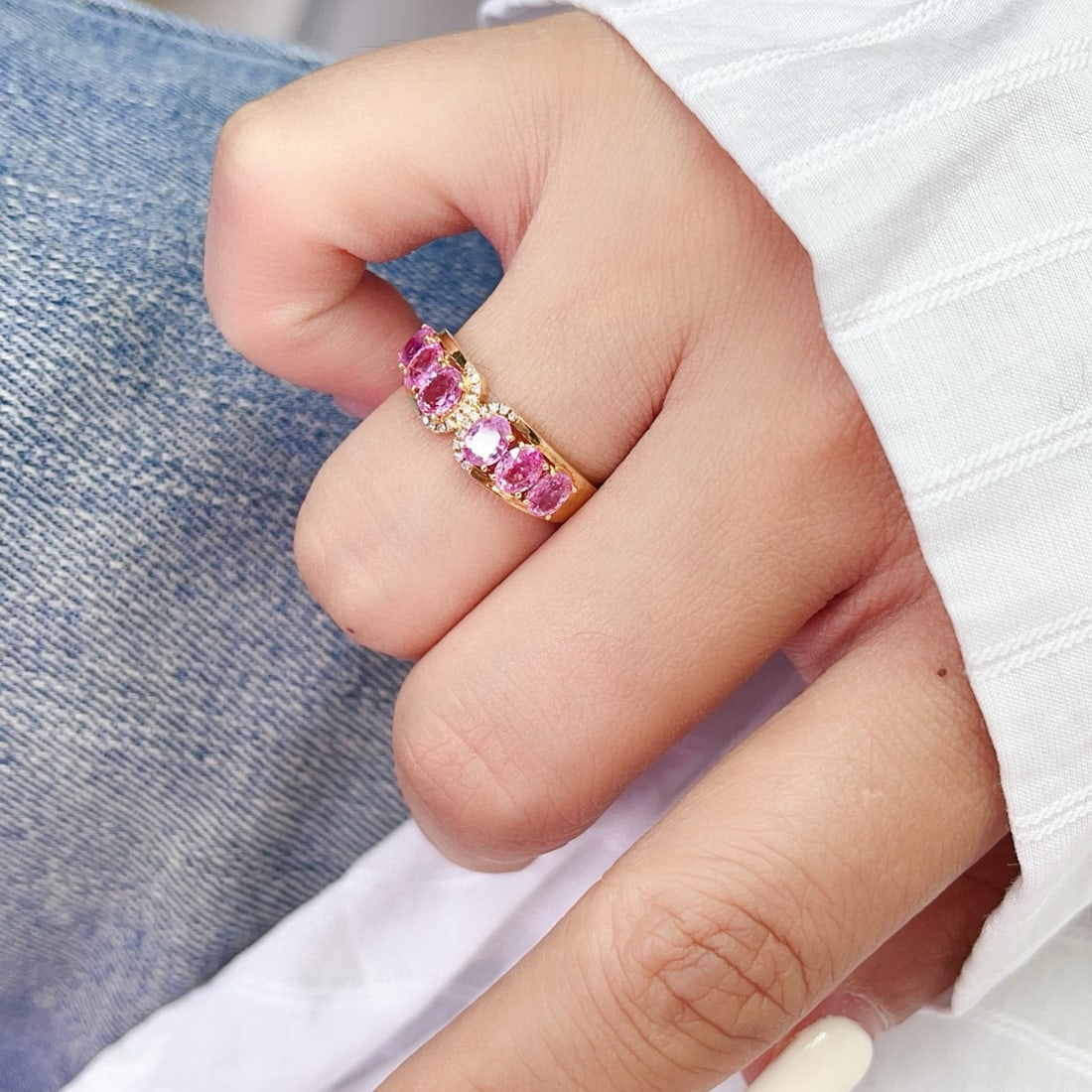 14k Gold 2.00 Ct Natural Sapphire & Diamond Ring - 6