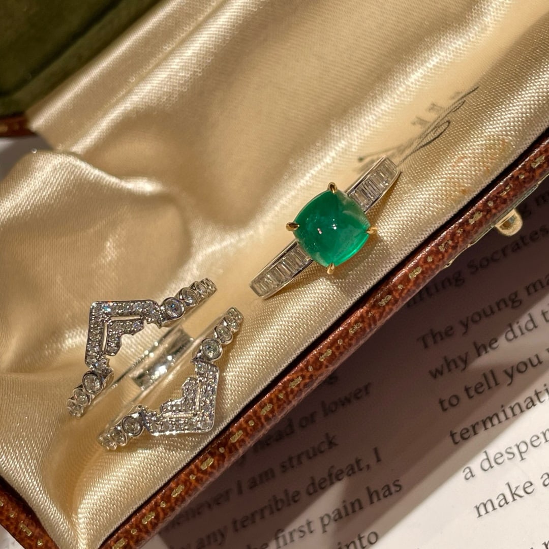 14k Gold 1.5 Ct Natural Emerald & Diamond Ring - 4