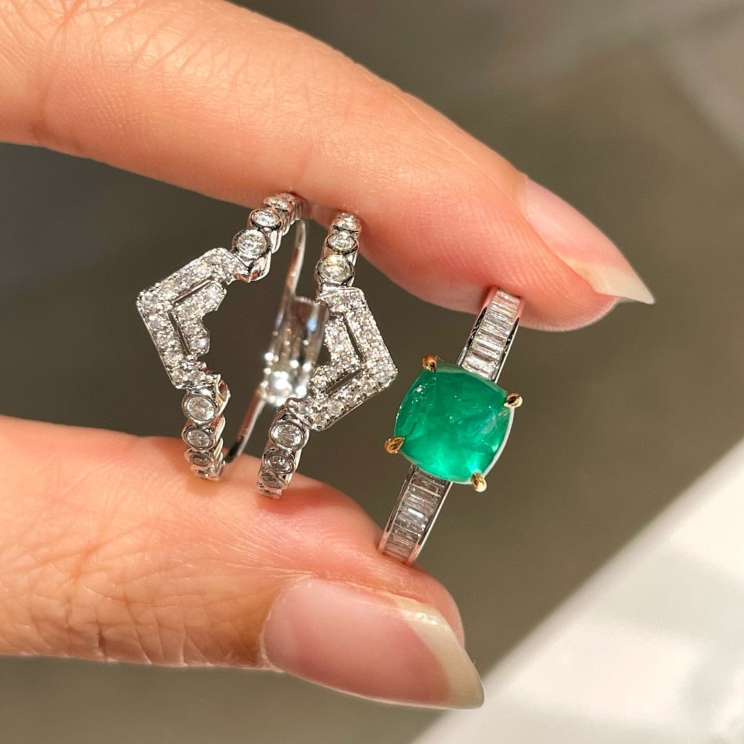 14k Gold 1.5 Ct Natural Emerald & Diamond Ring - 5