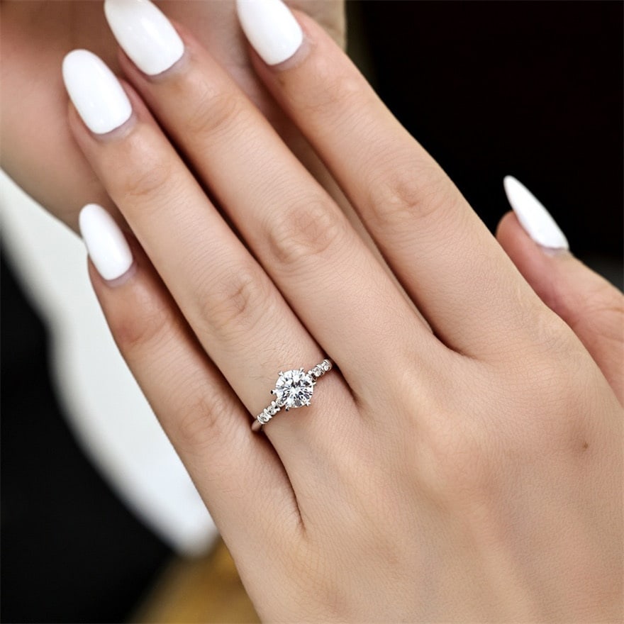 14k Gold 1.00 Ct Natural H Diamond Ring - 3