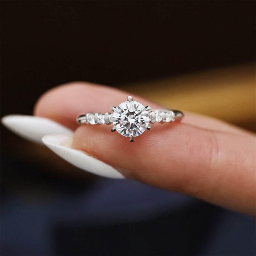 14k Gold 1.00 Ct Natural H Diamond Ring - 5