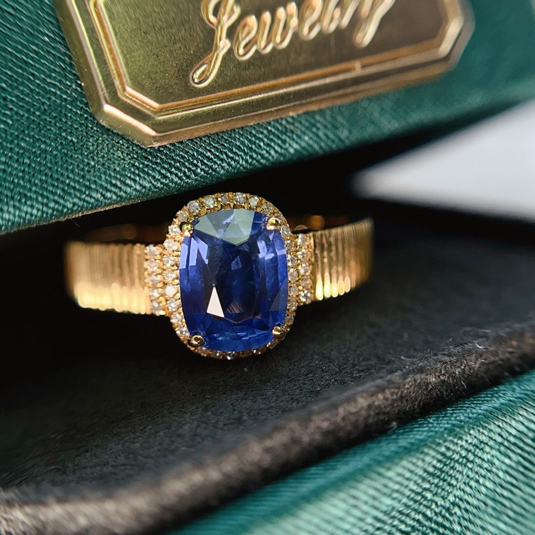 14k Gold 1.40 Ct Natural Sapphire & Diamond Ring - 2