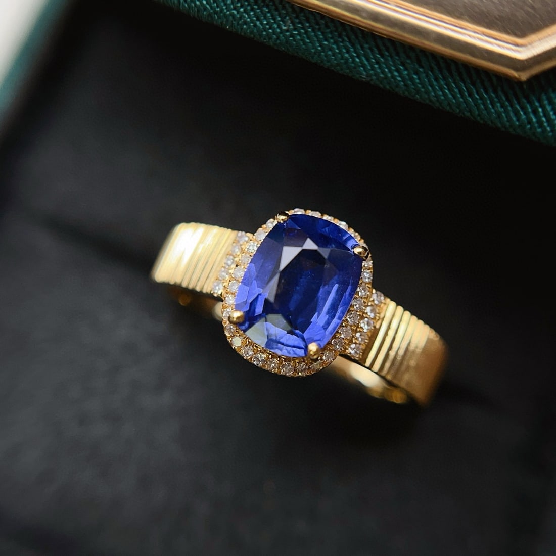 14k Gold 1.40 Ct Natural Sapphire & Diamond Ring - 5