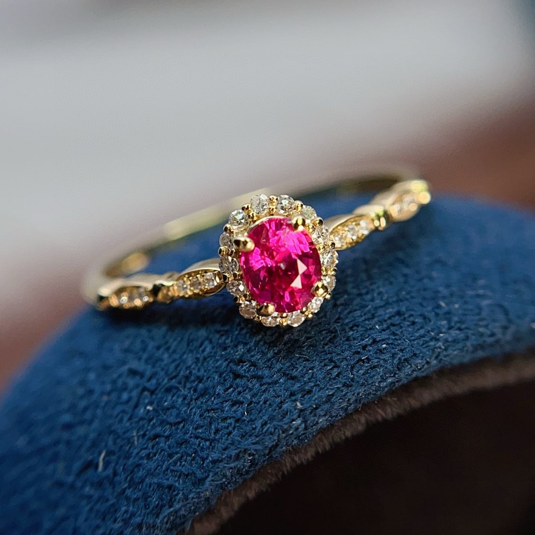14k Gold 0.48 Ct Natural Ruby & Diamond Ring - 3
