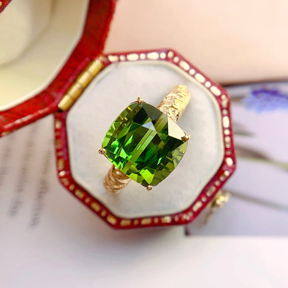 14k Gold 6.65 Ct Natural Tourmaline & Diamond Ring - 3