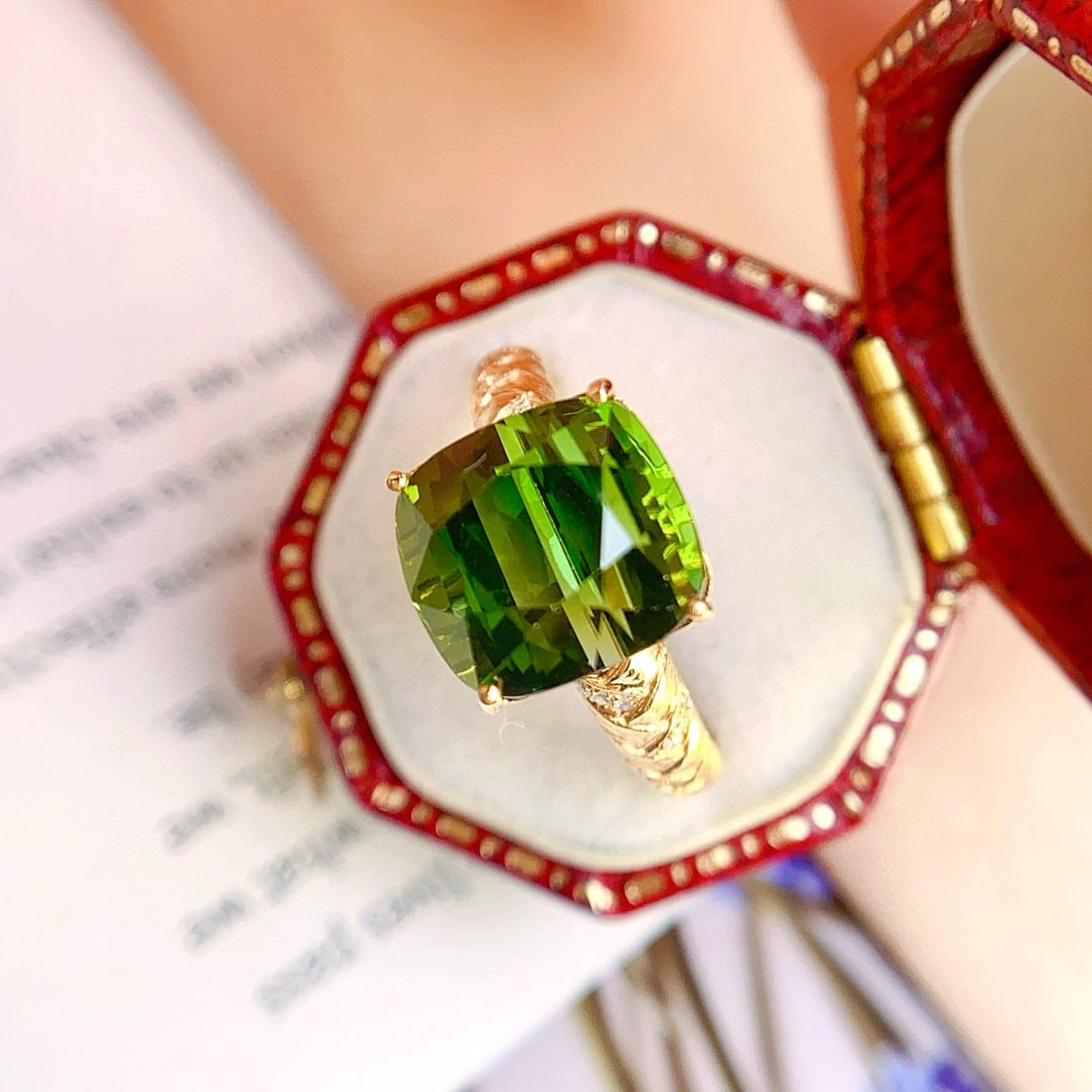 14k Gold 6.65 Ct Natural Tourmaline & Diamond Ring - 5