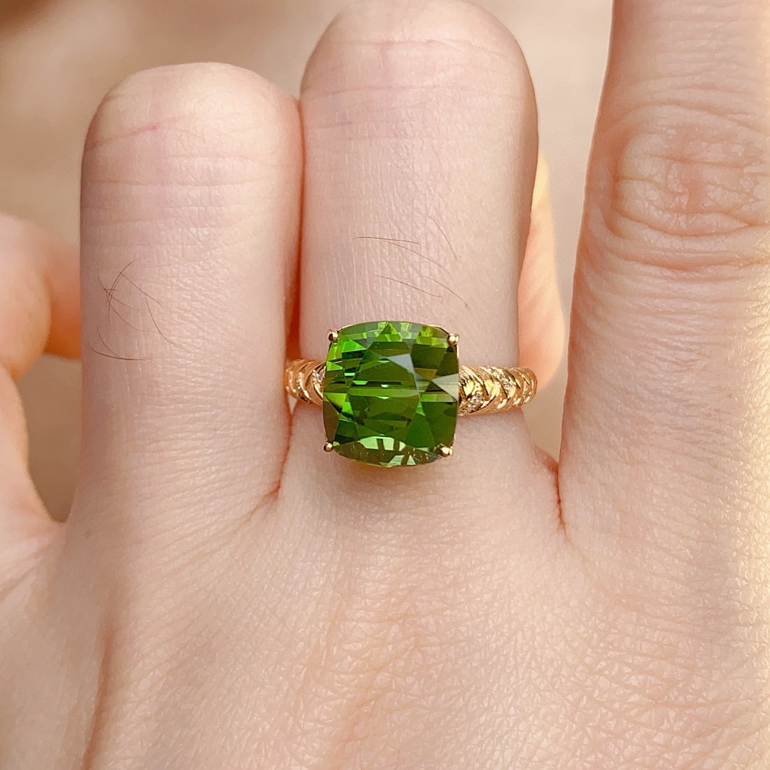 14k Gold 6.65 Ct Natural Tourmaline & Diamond Ring - 6