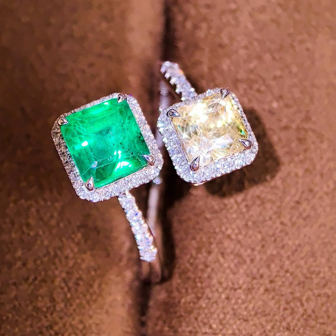 14k Gold 3.41 Ctw Natural Emerald & Sapphire & Toi Et Moi Ring - 3