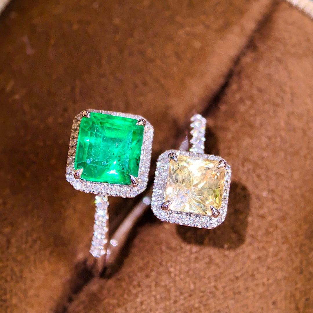 14k Gold 3.41 Ctw Natural Emerald & Sapphire & Toi Et Moi Ring - 4