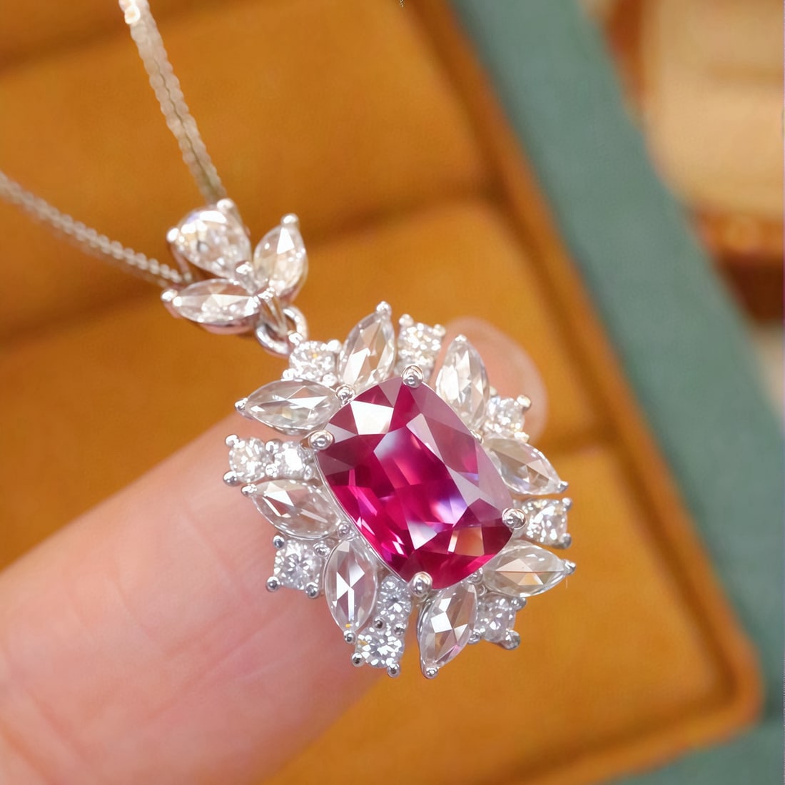 14k Gold 1.56 Ctw Natural Ruby & Diamond Pendant( Without Chain ) - 3