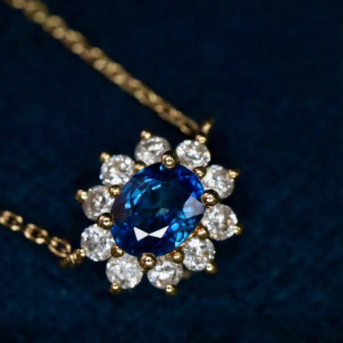 14k Gold 0.75 Ctw Natural Sapphire & Diamond Necklace - 2