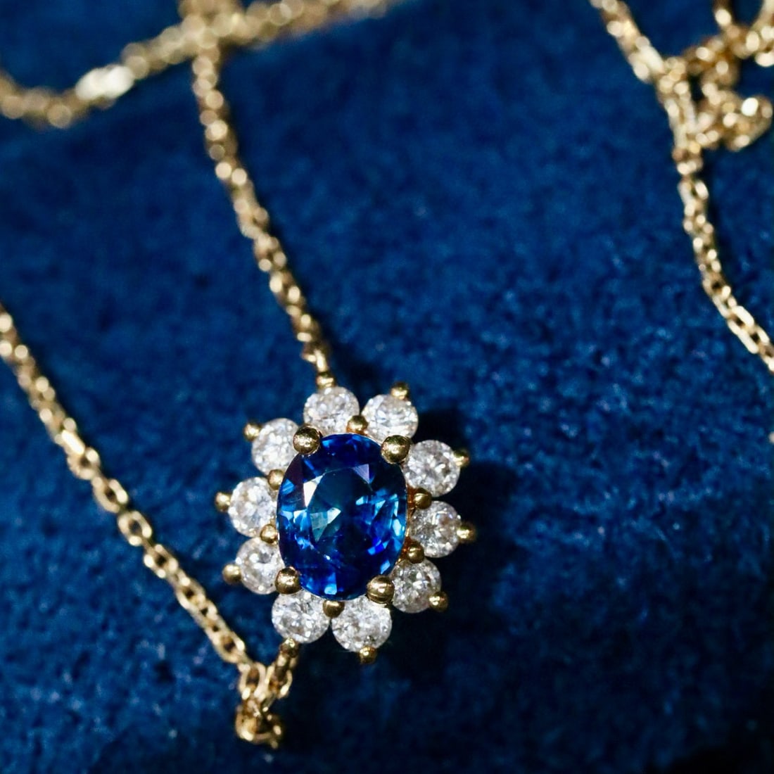 14k Gold 0.75 Ctw Natural Sapphire & Diamond Necklace - 5
