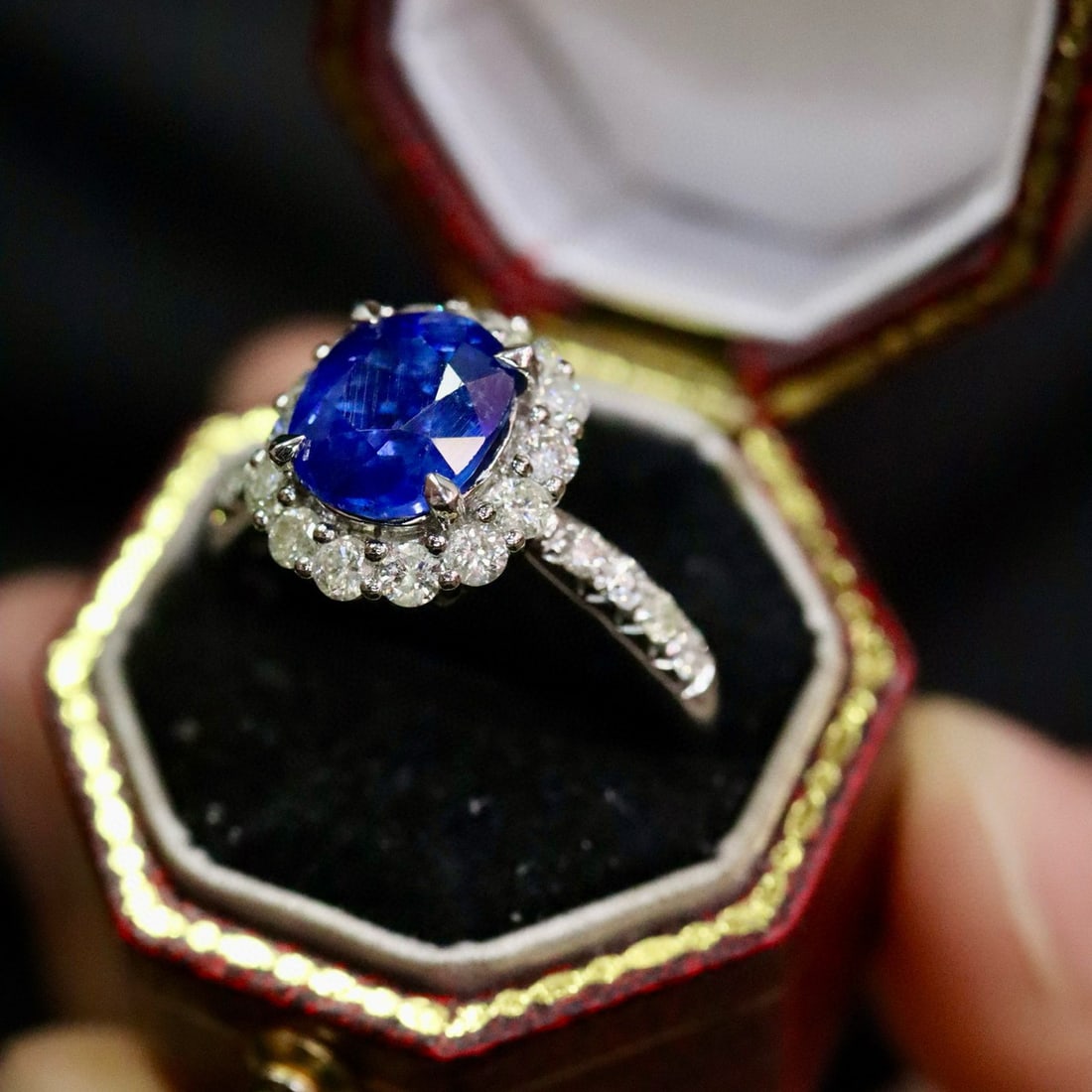 14k Gold 3.17 Ctw Natural Sapphire & Diamond Ring - 2