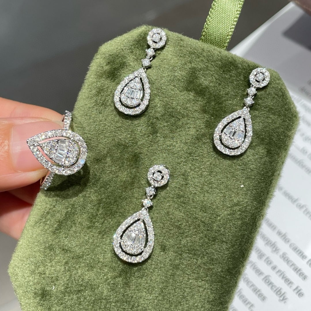 14k Gold 1.80 Ct Natural H Diamond Jewelry Set: Ref:231064111 // gold content:14k gold // ring size:7. 25us // // ring // main gemstone:diamond // shape:multiply // carat weight:0. 50ct // clarity grade:vs-si // color:h // treatment:natural // //