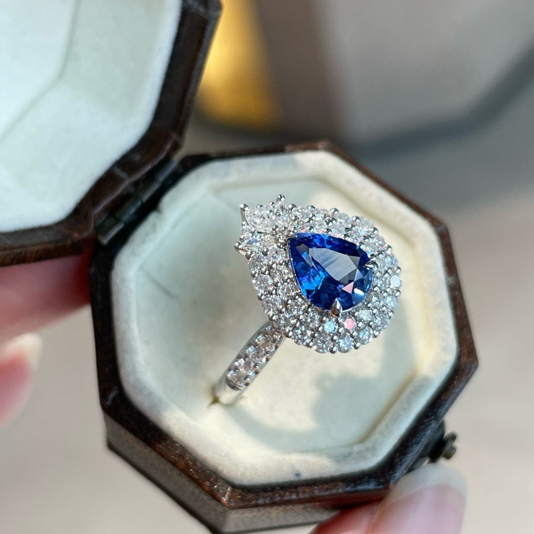14k Gold 1.00 Ct Natural Sapphire & Diamond Ring - 3