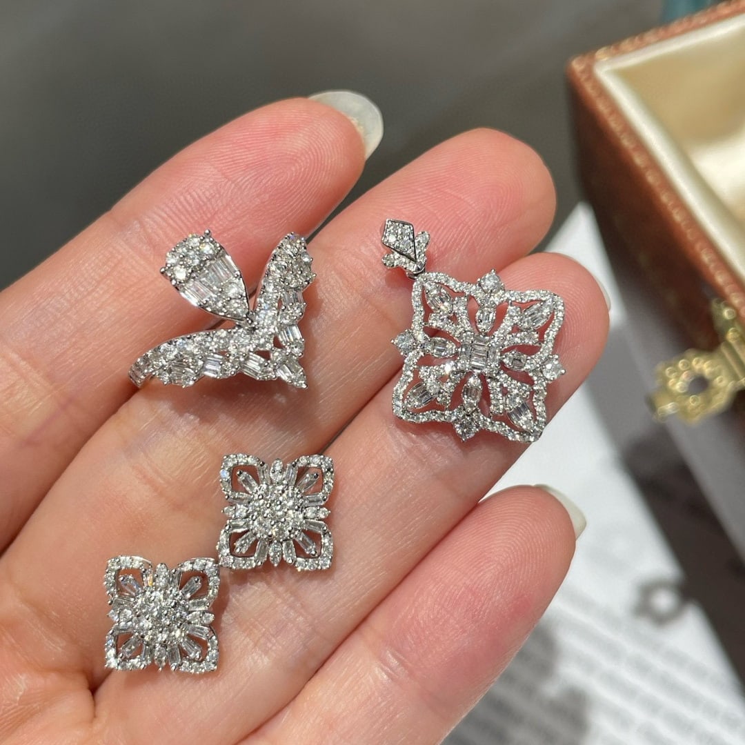 14k Gold 1.60 Ct Natural H Diamond Jewelry Set - 2