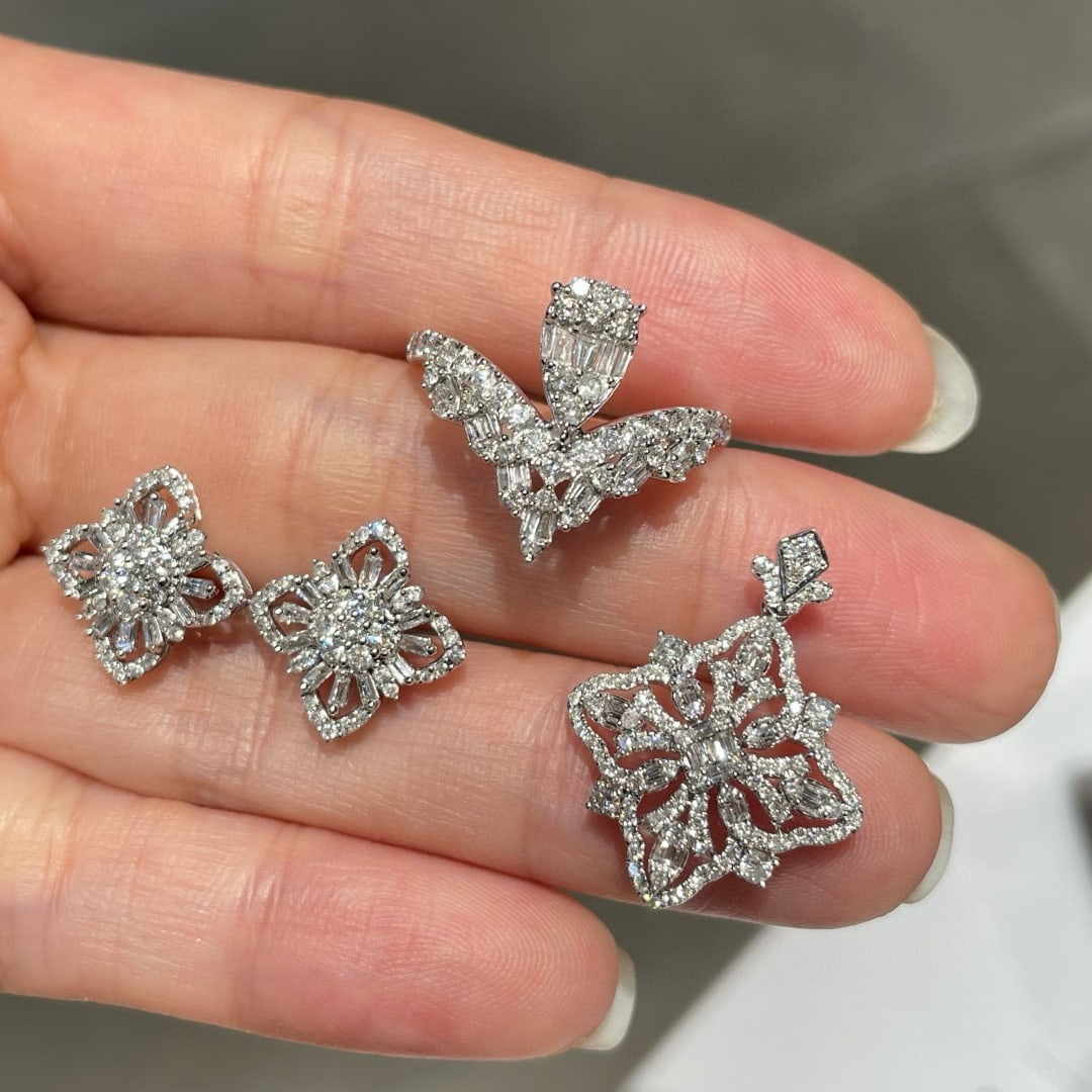 14k Gold 1.60 Ct Natural H Diamond Jewelry Set - 3