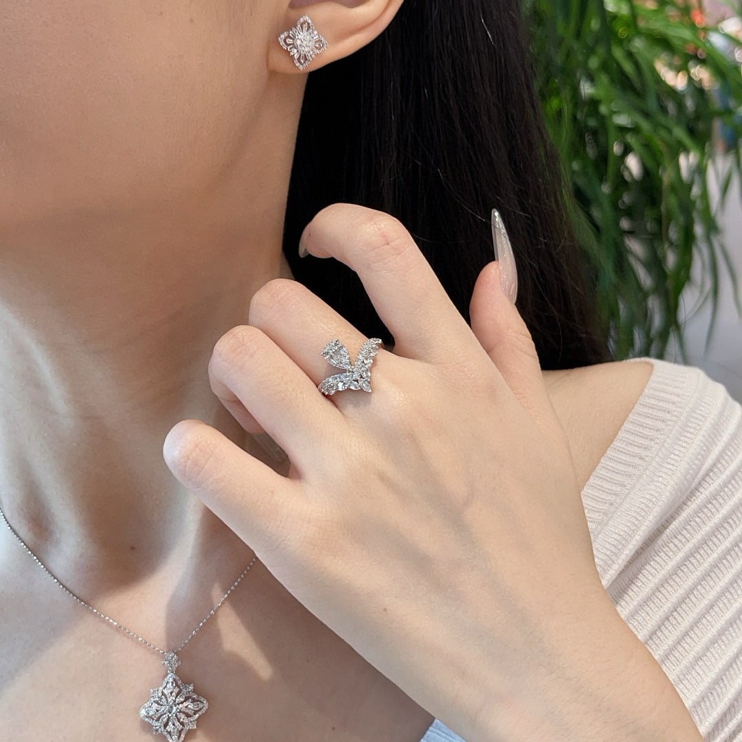 14k Gold 1.60 Ct Natural H Diamond Jewelry Set - 6