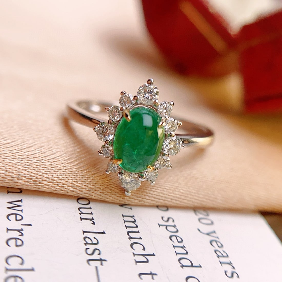 14k Gold 1.00 Ct Natural Emerald & Diamond Ring - 3