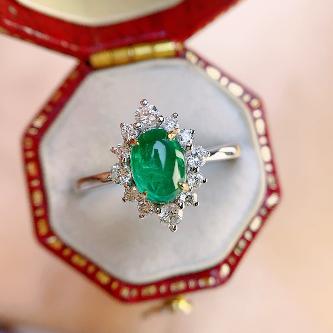 14k Gold 1.00 Ct Natural Emerald & Diamond Ring - 6