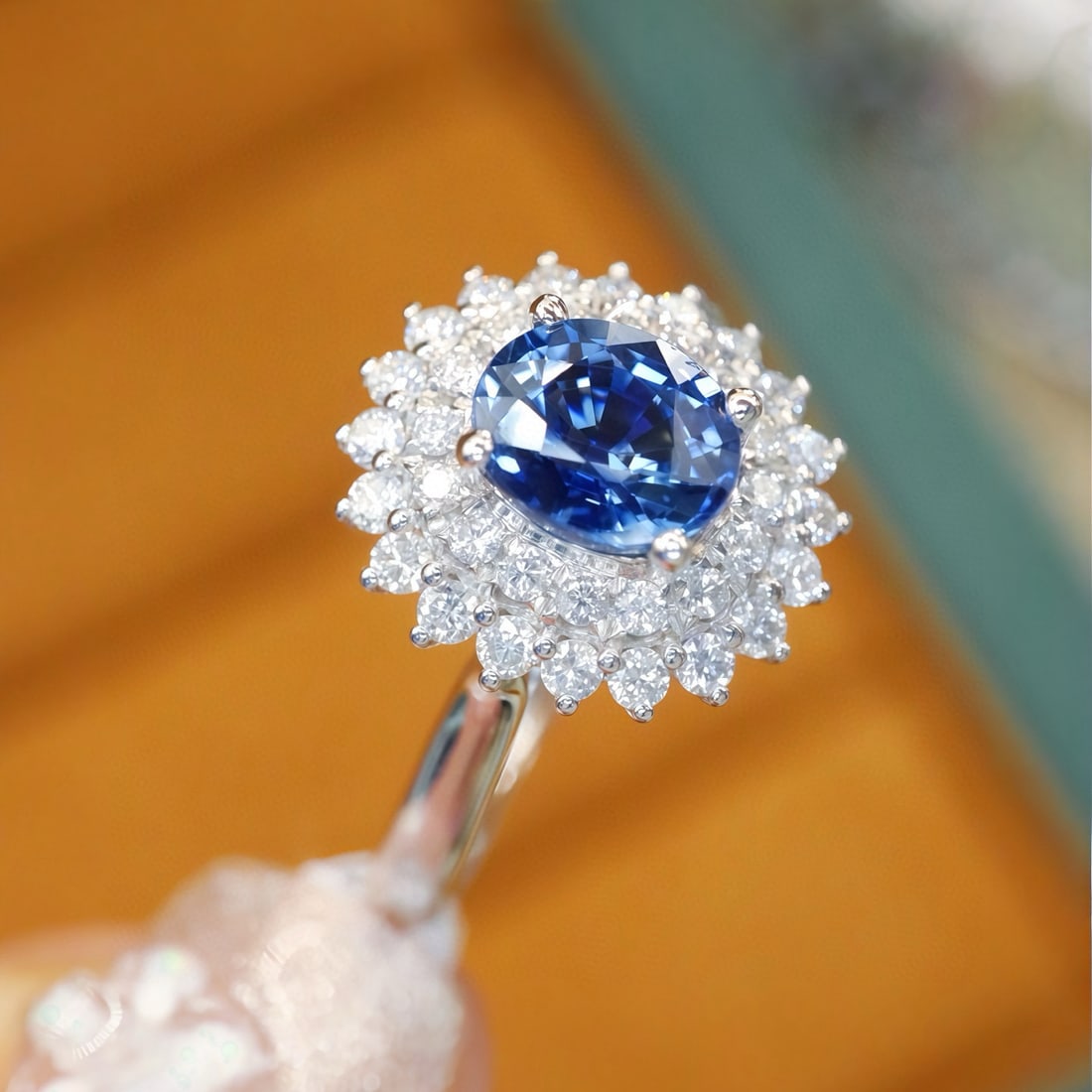 14k Gold 1.37 Ctw Natural Sapphire & Diamond Ring - 2