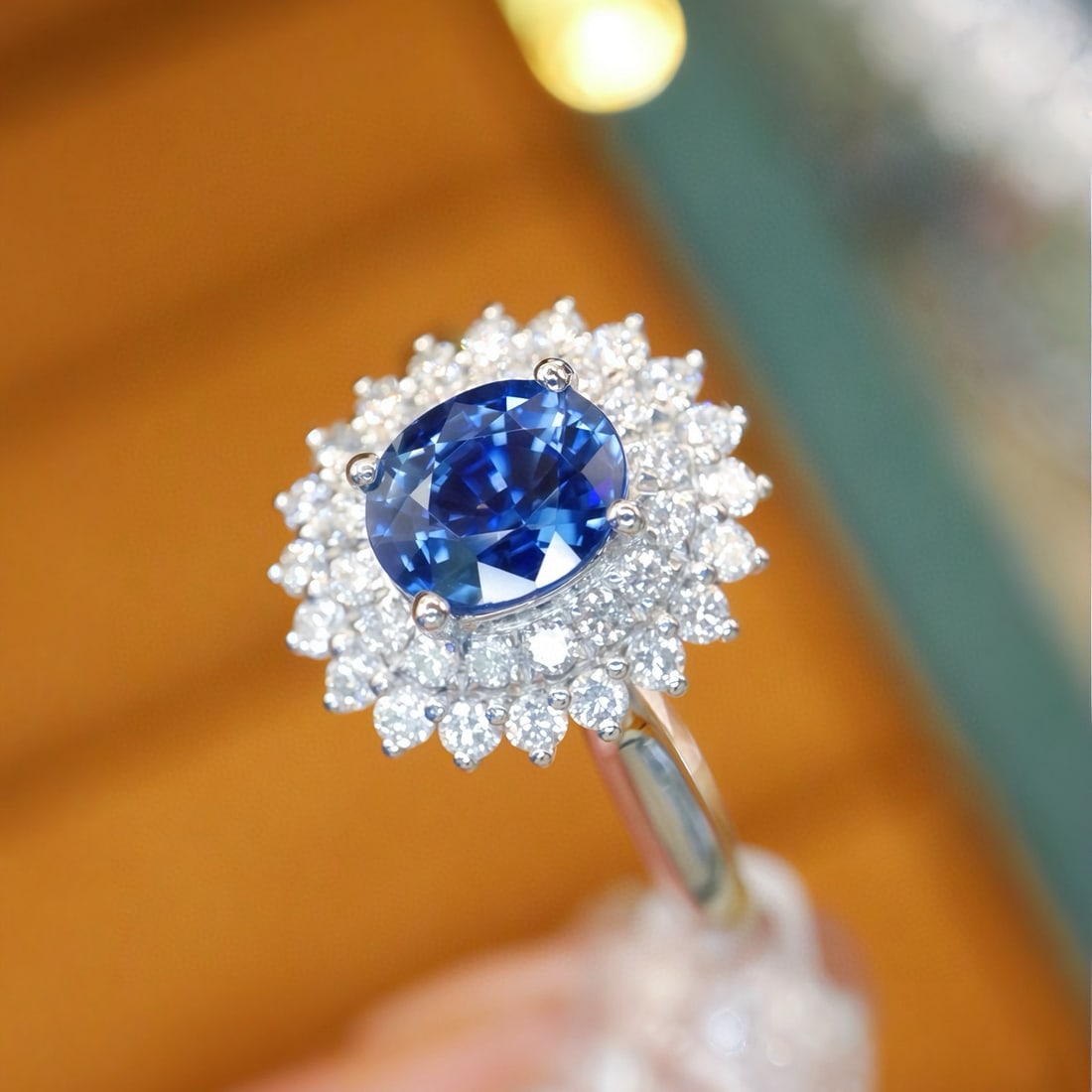 14k Gold 1.37 Ctw Natural Sapphire & Diamond Ring - 3