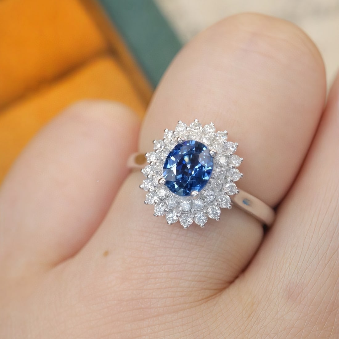 14k Gold 1.37 Ctw Natural Sapphire & Diamond Ring - 5