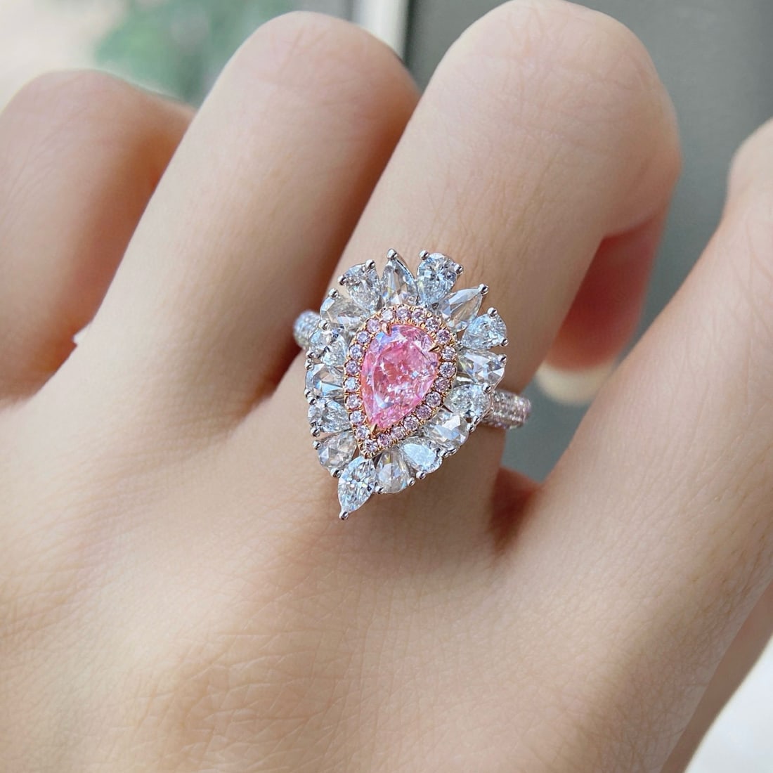 Gia Certified 14k Gold 2.33 Ctw Natural Pink Diamond & Diamond Ring/pendant( Without Chain ) - 2